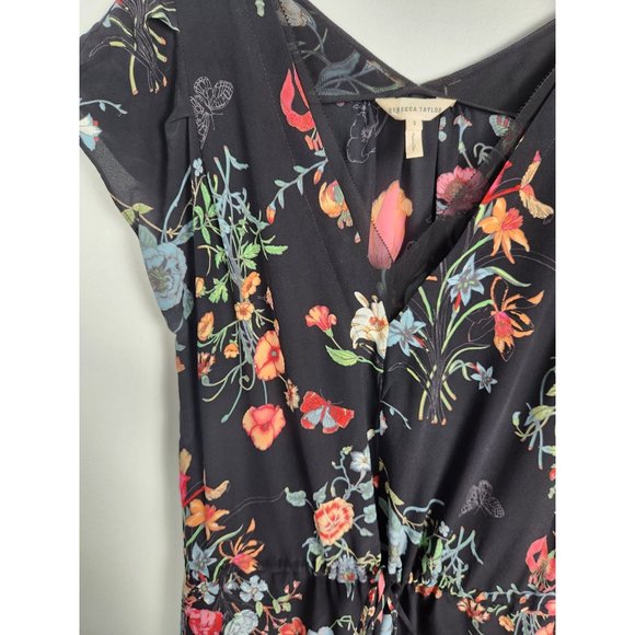 Rebecca Taylor Women's Sz. 2 100% Silk Floral Cinched Waist Dress - Picture 3 of 7